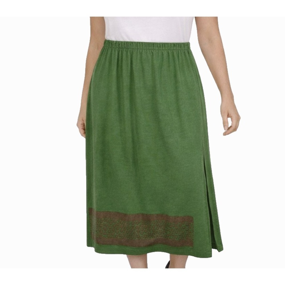 USA Vintage‎ BUDDIES Size OSFM Green Brown Pull On Fairy Grunge Lagenlook Skirt